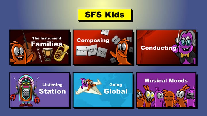 screenshot of SFSKids.org’s main me